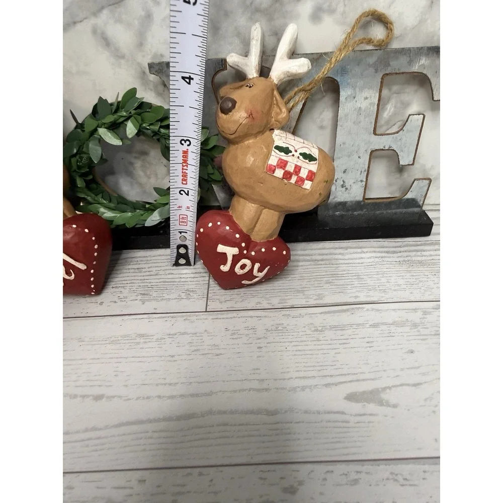 Vintage Midwest Eddie Walker Hanging Ornament Noel and Joy Reindeers Set‎ of Two